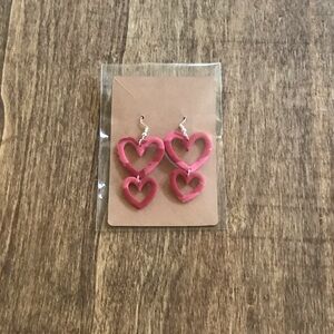 Pink Heart Drop Earrings